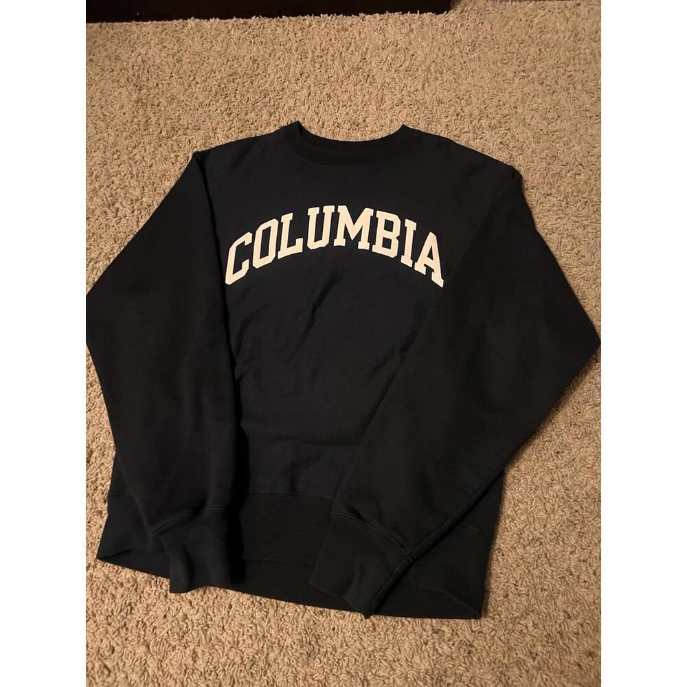 Vintage Columbia University Champion Reverse Weave Crewneck Sweater Navy Blue M